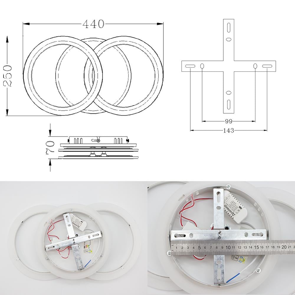 Люстра светодиодная MOKA 3R 60 Вт 440x250x70 мм Белый - фото 5