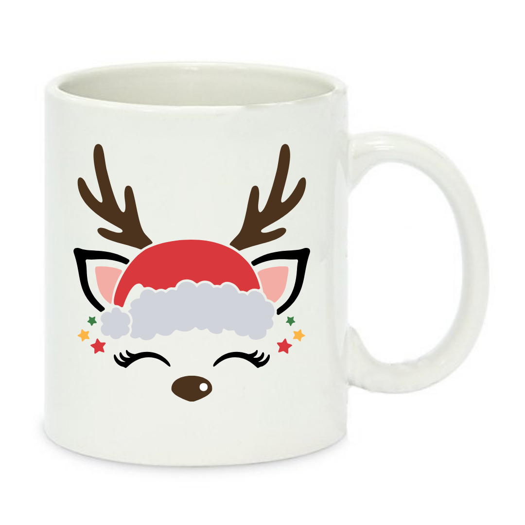 Чашка с принтом Новогодний олененок 330 мл Белый (001201)