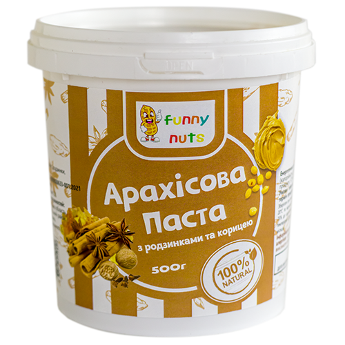 Арахисовая паста FunnyNuts с изюмом и корицей 500 г (1313749301)