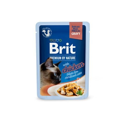 Корм влажный Brit Premium Delicate Fillets in Gravy Chicken for Sterilised 85 г
