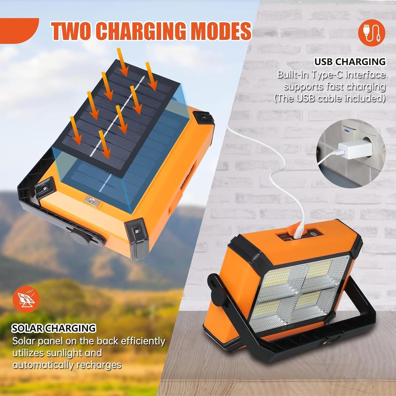 Фонарь LED аккумуляторный UKC 881 30W с солнечной батареей Yellow (784779880) - фото 4 Фонарь LED аккумуляторный UKC 881 30W с солнечной батареей Yellow (784779880) - фото 4