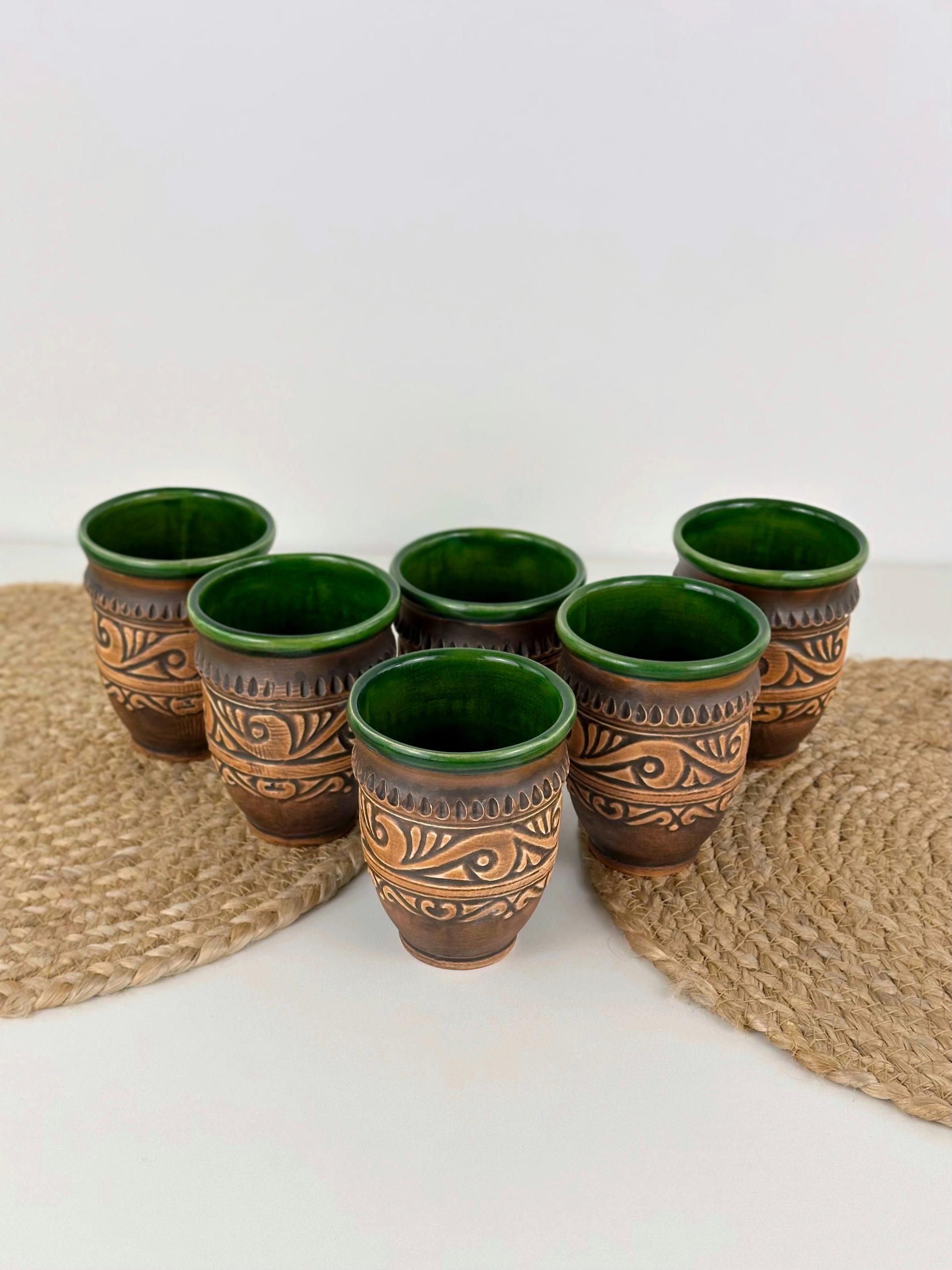 Набор глиняных стаканов Гражда 0,3 л х 6 шт. Коричневый (17019-21)