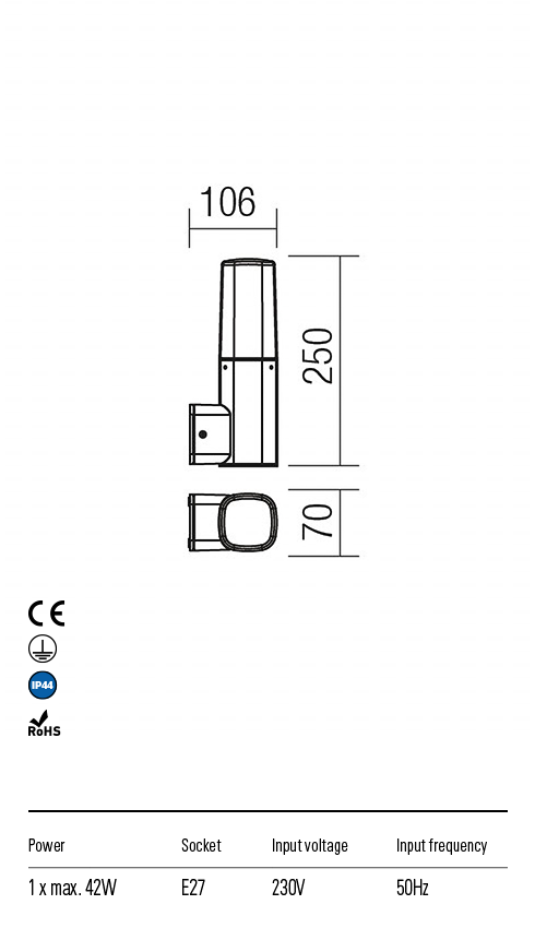 Бра уличное Redo Crayon Ap E27 42 W Ip44 Db 5.1.1 (9074) - фото 3