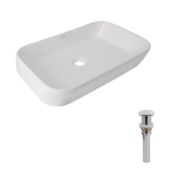Комплект Qtap Scorpio раковина накладная прямоугольная 550x390x120 мм и донный клапан Pop-up PU02 White (3026719744)