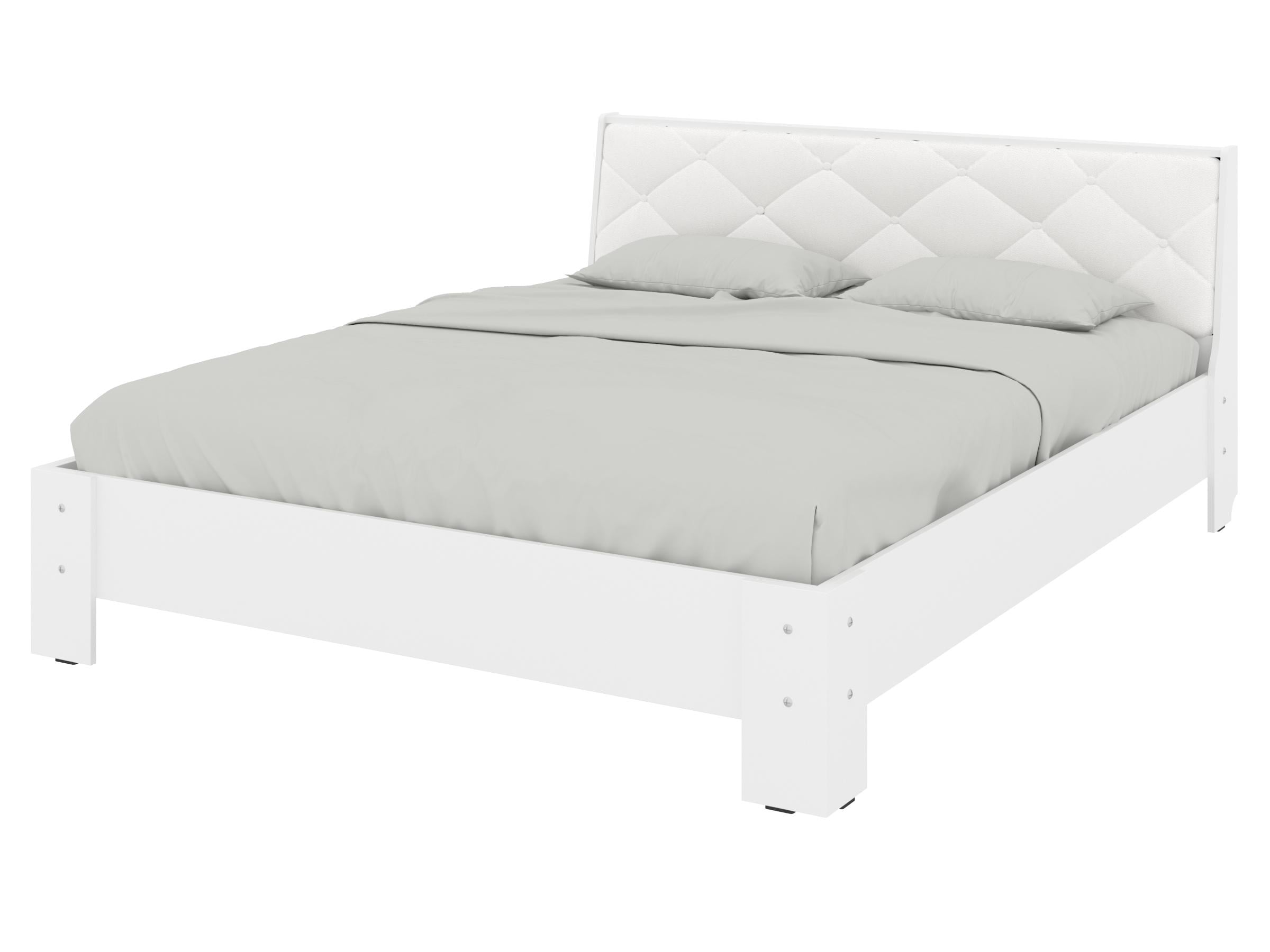 Кровать двуспальная PEHOTIN Кровать-160 Моника 160x200 см Белый/Белый VIP (PN-100999)