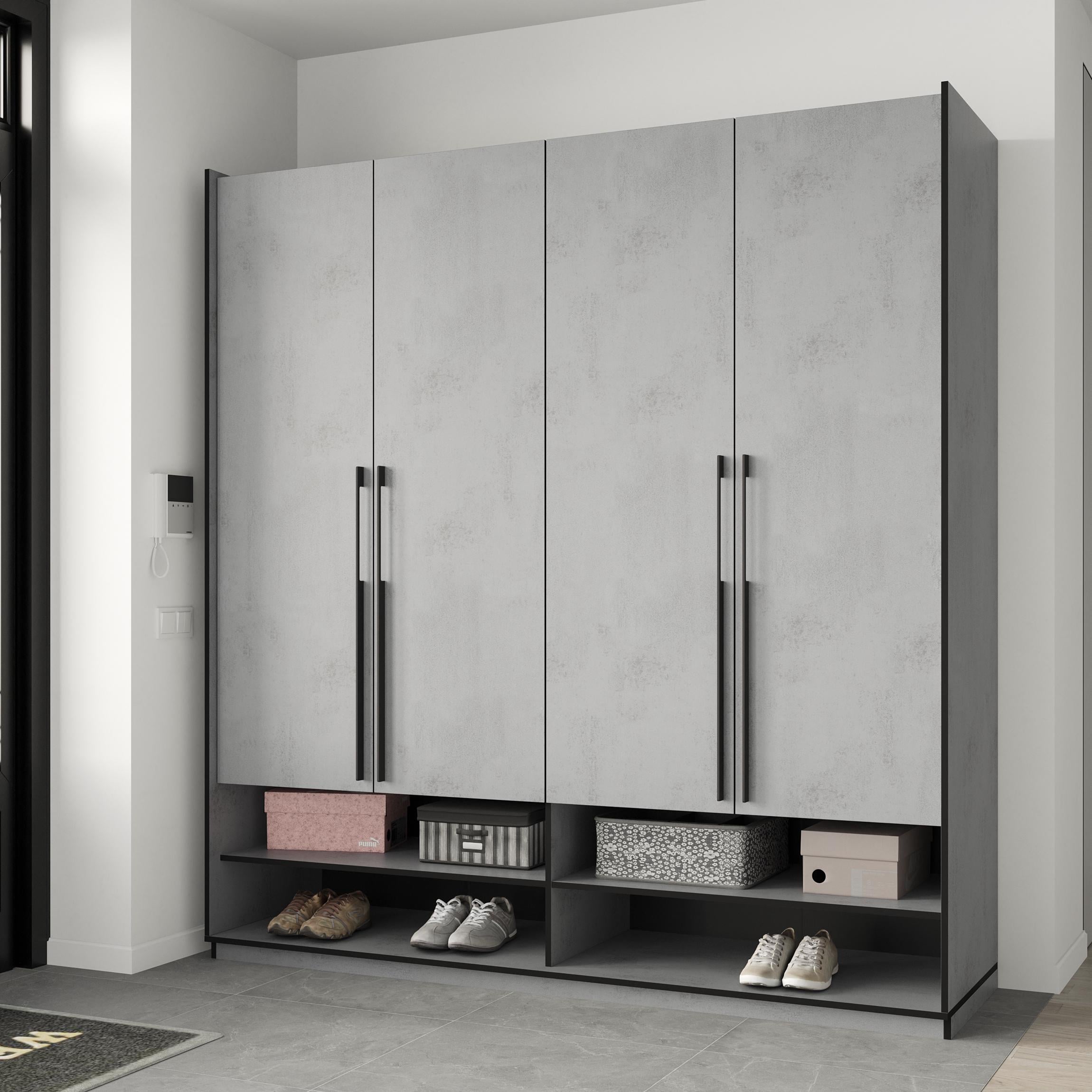 Шафа Moreli Ramo R-0009 з полицями/шухлядами та штангою 1968x2100x570 мм Бетон тефра (23714146)