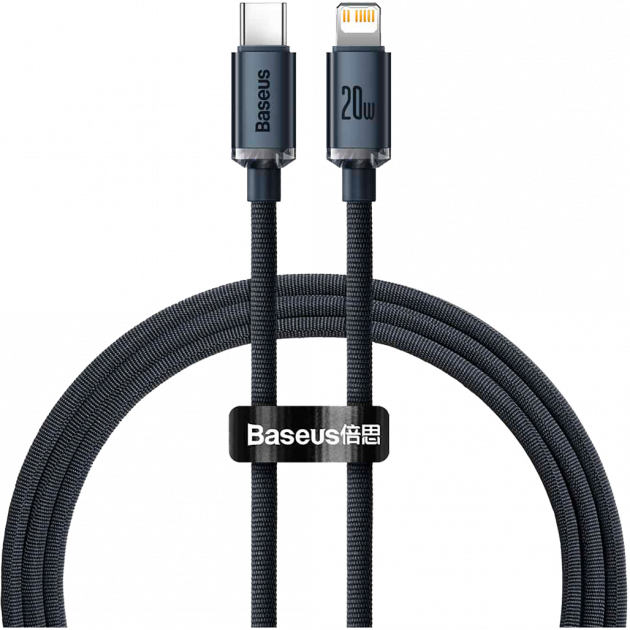 Кабель Baseus CAJY000201 Crystal Shine Series Fast Charging Data Cable Type-C to iP 20W 1,2 м Black