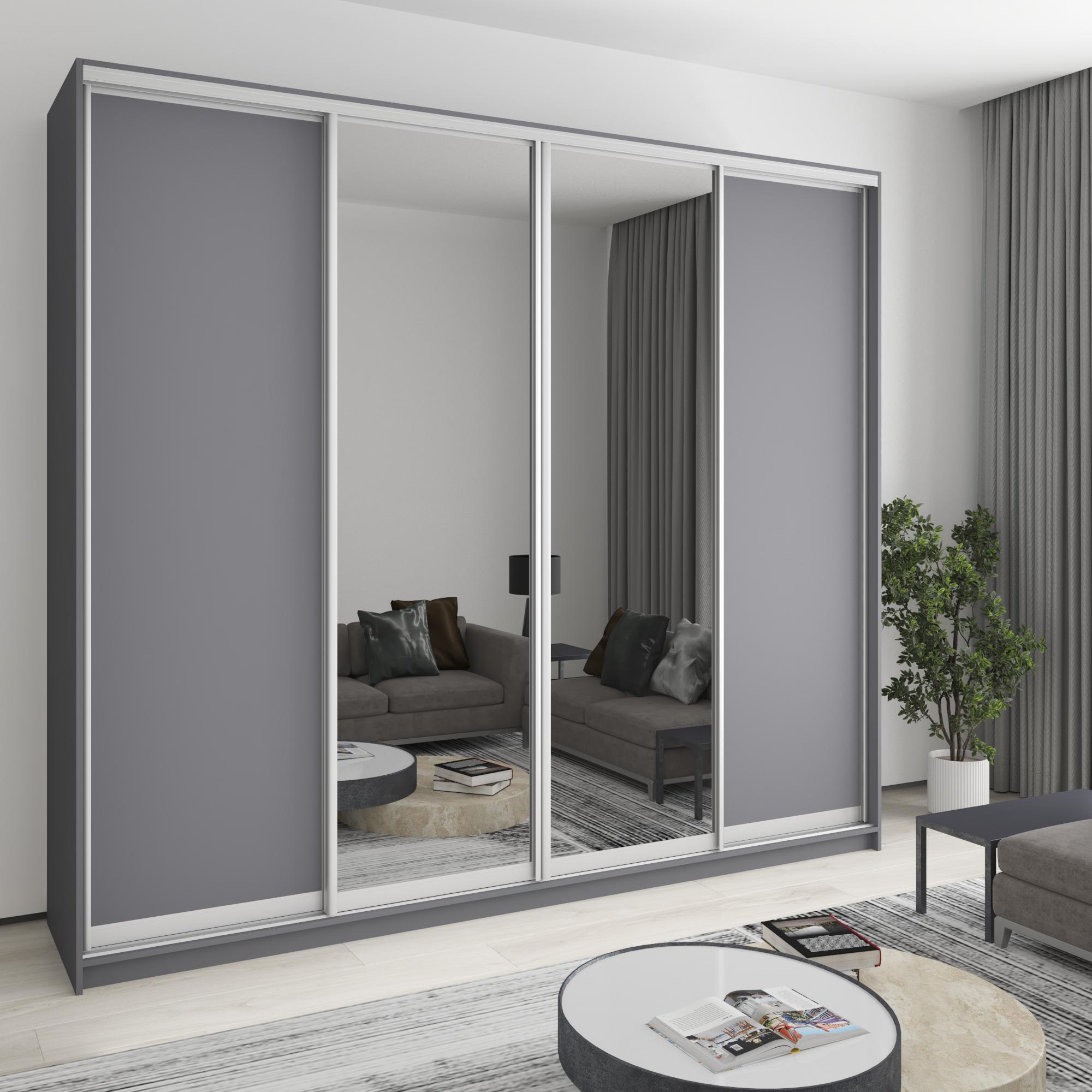 Шкаф-купе четырехдверный MebelStar Комбо AL 2 ДСП/2 зеркала 270x45x240 см Антрацит (MBS-13332)