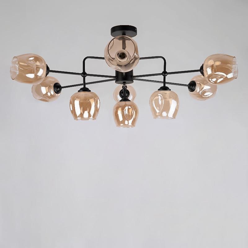 Люстра стельова Light House NM-15996/9L BK+BR на дев'ять ламп Чорний