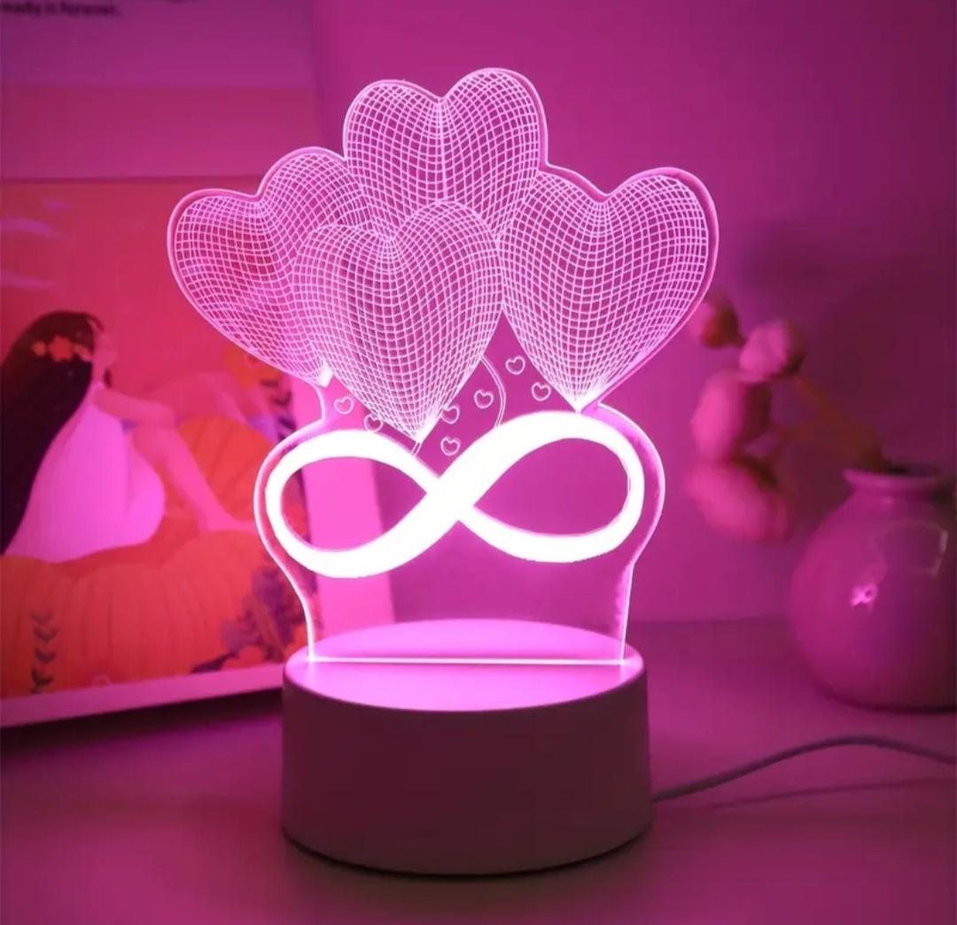 LED-нічник 3D Безкінечна любов Серця з рожевою підсвіткою (27820385) - фото 2 LED-нічник 3D Безкінечна любов Серця з рожевою підсвіткою (27820385) - фото 2