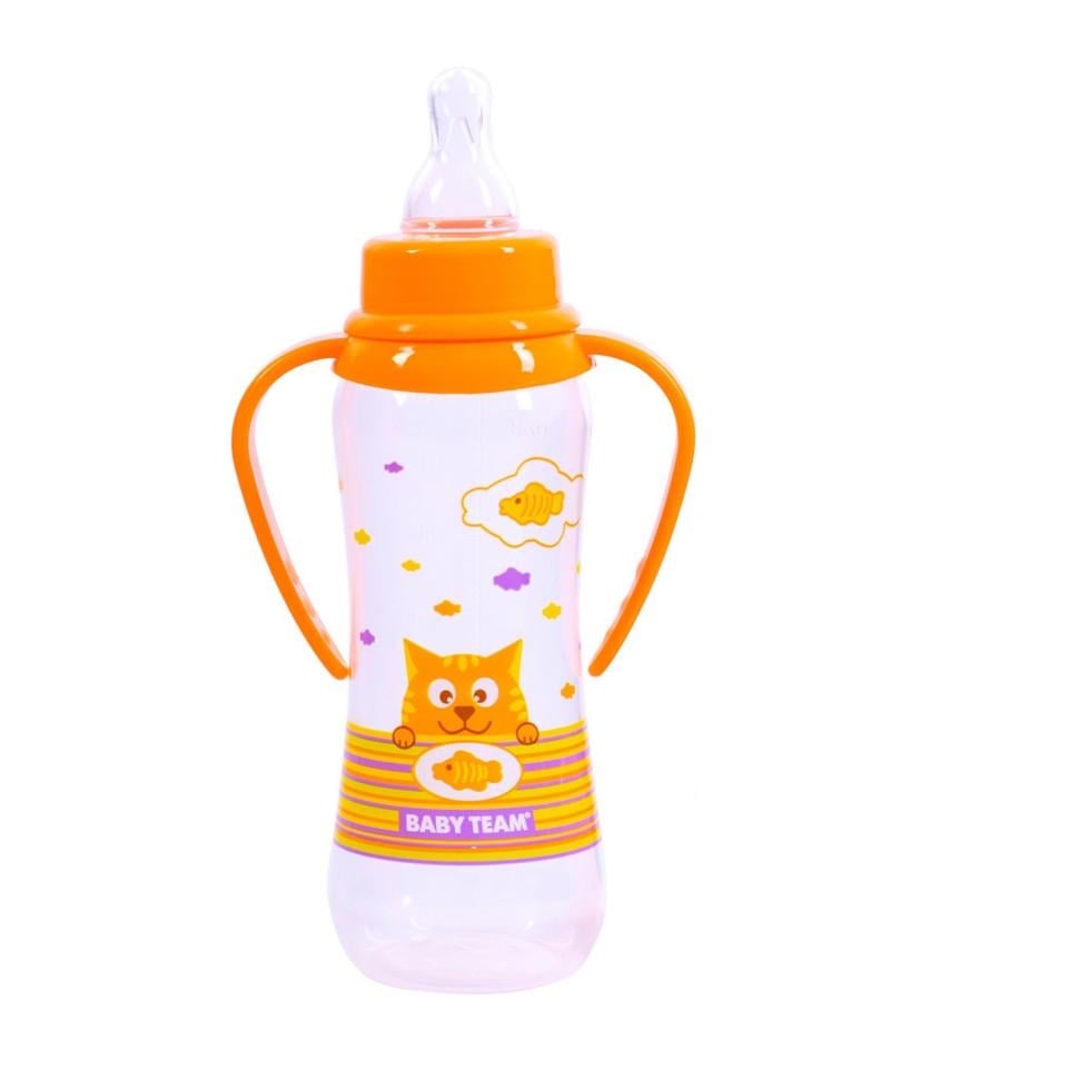 Бутылочка для кормления Baby Team с силиконовой соской от рождения 250 мл Оранжевый (FG-130-R-21)