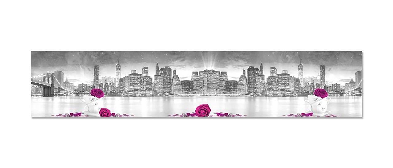 Наклейка виниловая на кухню Zatarga Розы/Город 600х3000 мм (1289776814)