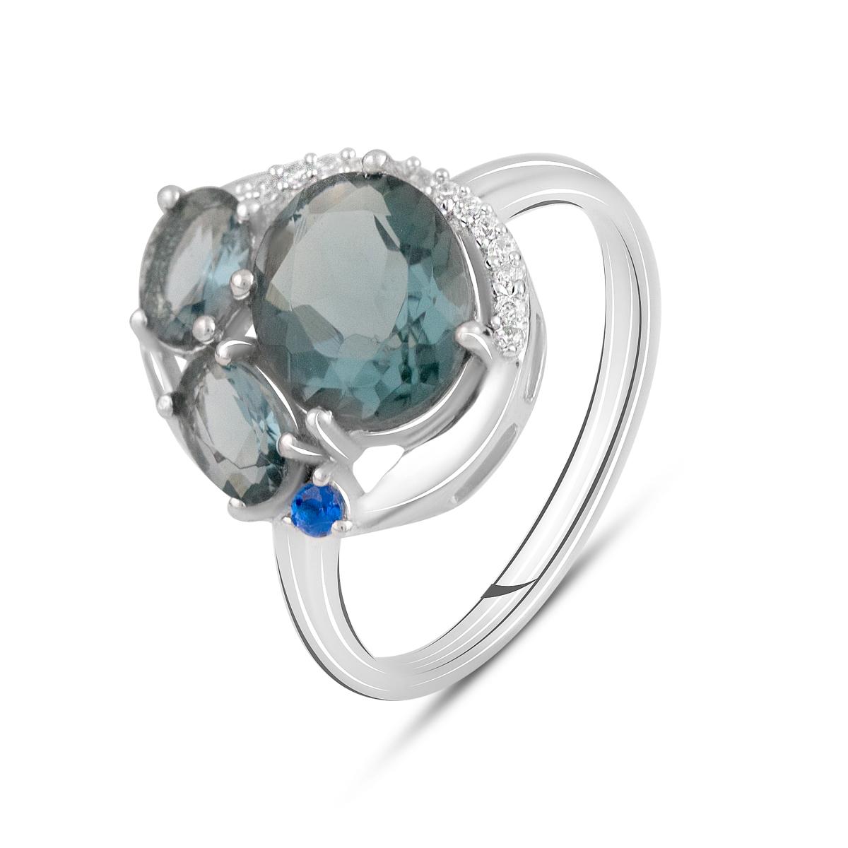 Кольцо серебряное с топазом Лондон Блю 3,014 ct 3,61 г р. 18 (2127420)