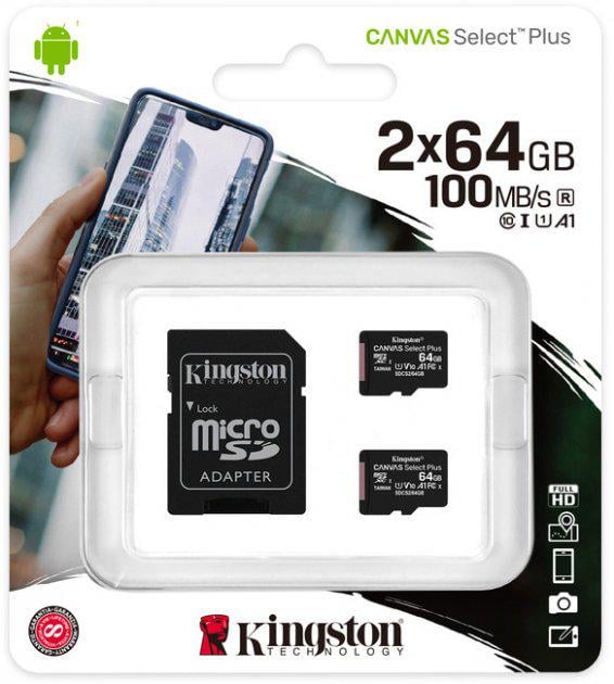 Карта памяти Kingston Canvas Select Plus 100R A1 C10 (SDCS2/64GB-2P1A) - фото 2