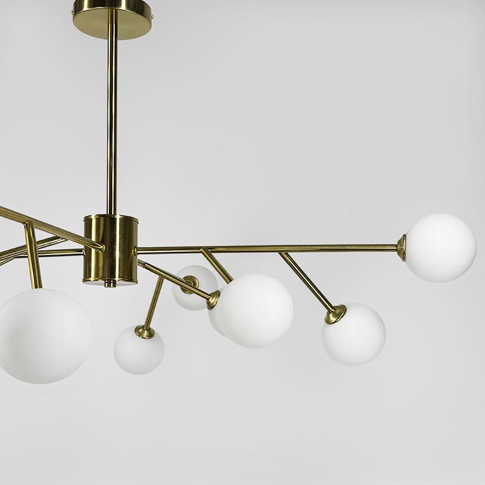 Люстра потолочная на 12 белых плафонов Ø 100 см Латунь (AOC 19/12 AB G9) - фото 5