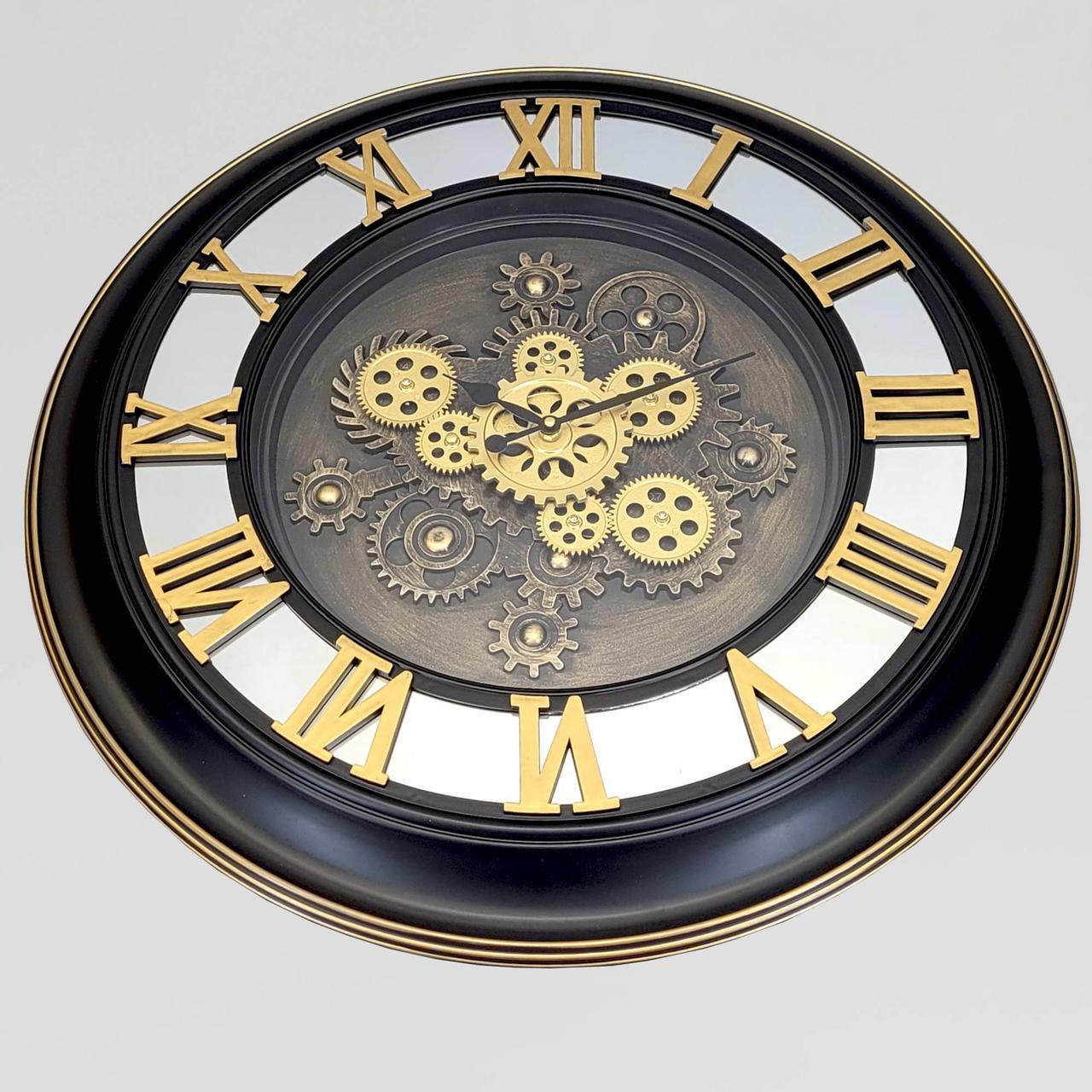 Годинник настінний дзеркальний безшумний OV-0054 76 см з відкритим механізмом шестернями/колещатками під старину (2861666949)