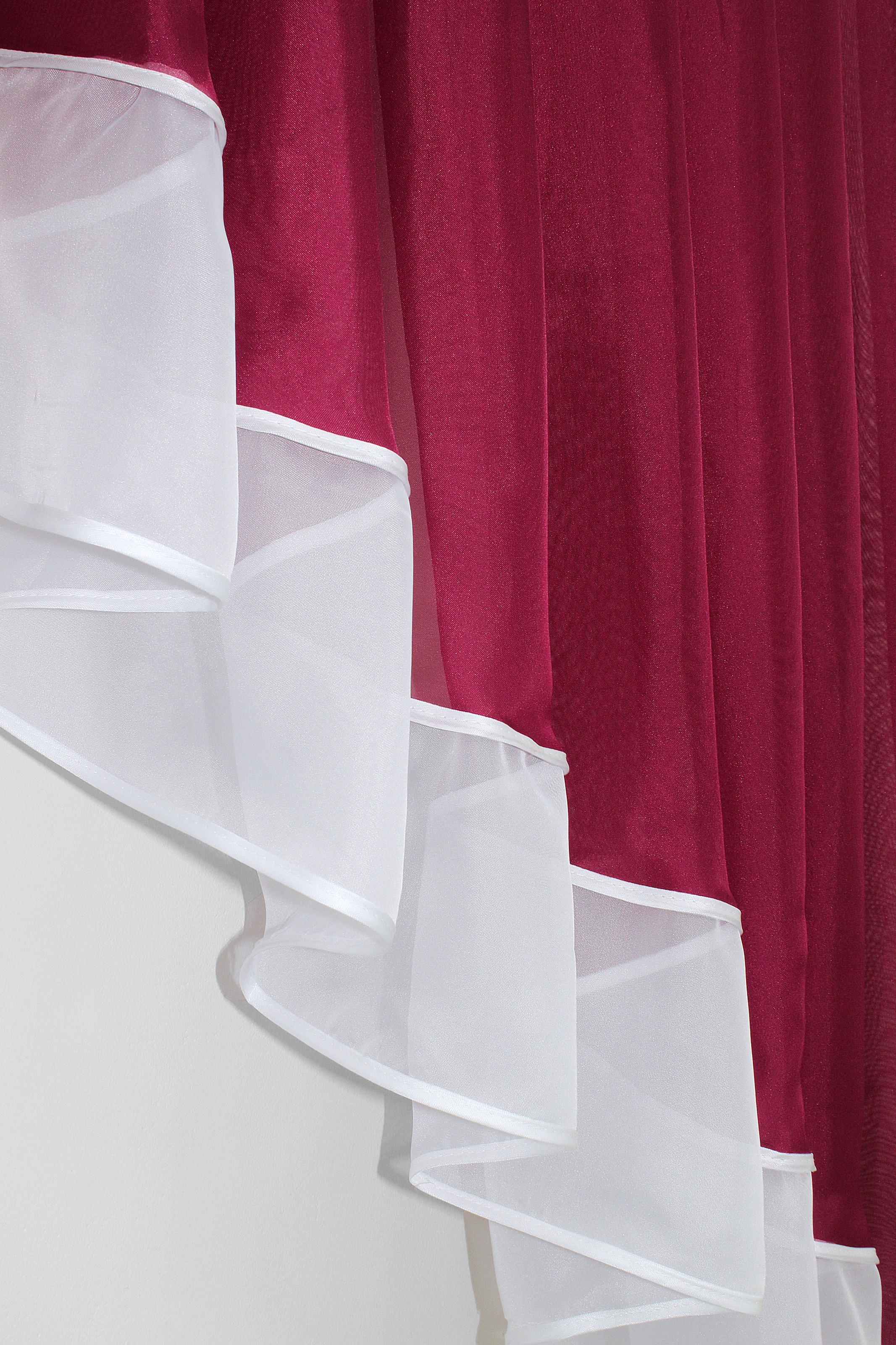 Фіранка кухонна VR-Textil № 023к 150х150 см Білий/Бордовий (50-525) - фото 4