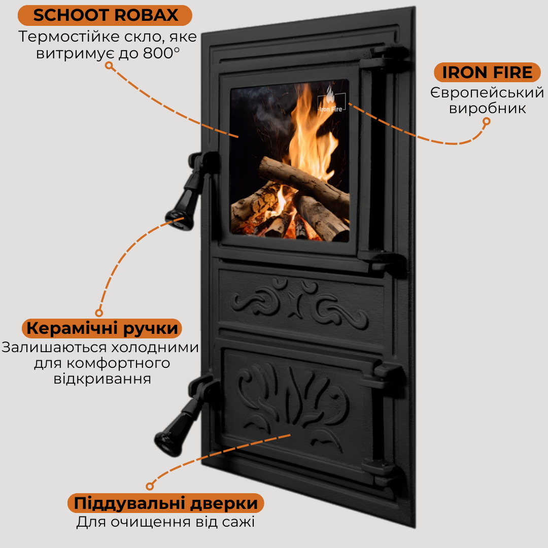 Дверцята пічні Iron Fire Fiona зі склом чавунні 305х510 мм (1132) - фото 9