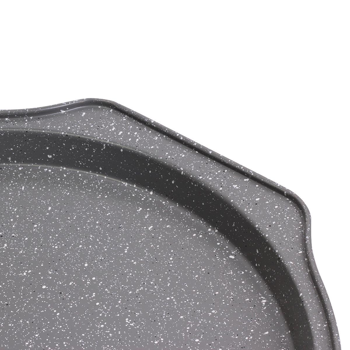 Форма для запікання піци з антипригарним покриттям Kamille КМ-6015 з вуглецевої сталі 35х33.5х2.5 см Сірий/Графіт (150-84-6015М) - фото 2