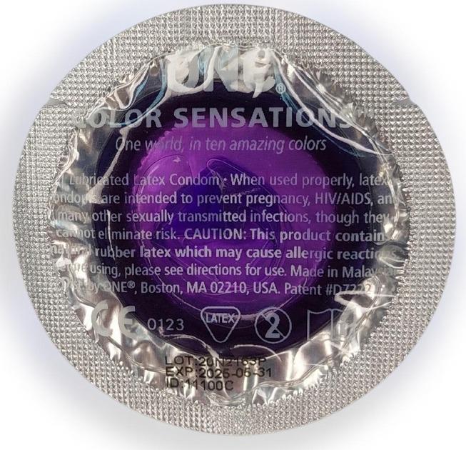 Набор латексных презервативов ONE Color Sensation с силиконовой смазкой 5 шт. Фиолетовый (202163-9)