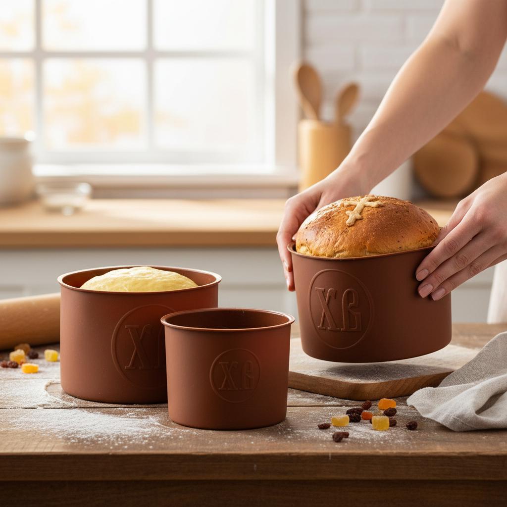 Набор форм для выпечки куличей TS Kitchen круглых силиконовых 3 шт. d 14.5/12/9,5 см Коричневый (HP-35-556BR) - фото 3