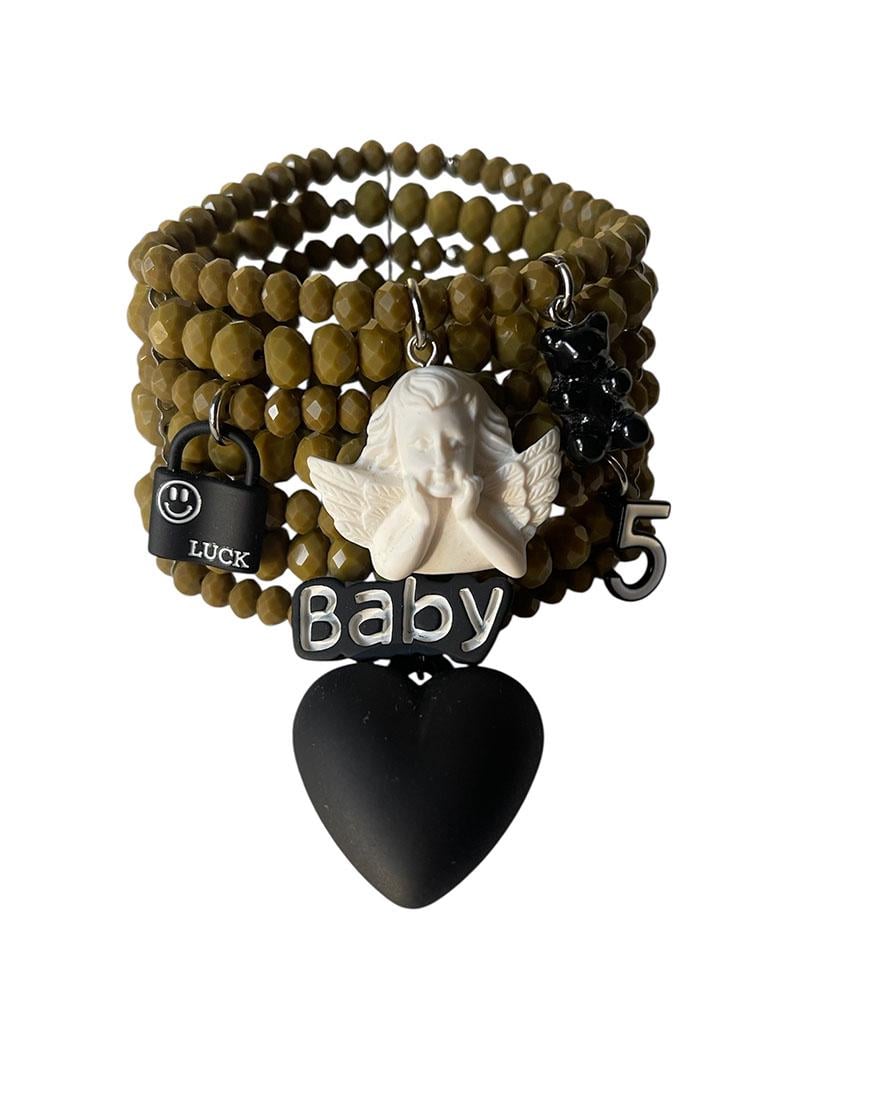 Браслет з янголом і серцем жіночий SMART JEWELRY гірчичний One size