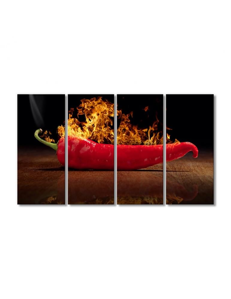 Картина модульная Перец чили в огне 4 модуля 80x120 см