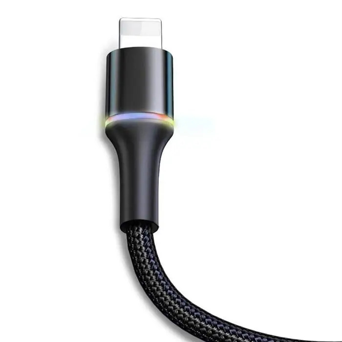 Кабель Baseus Cafule Cable USB Lightning з підсвічуванням 2,4 A 0,5 м Чорний (1896647563) - фото 6