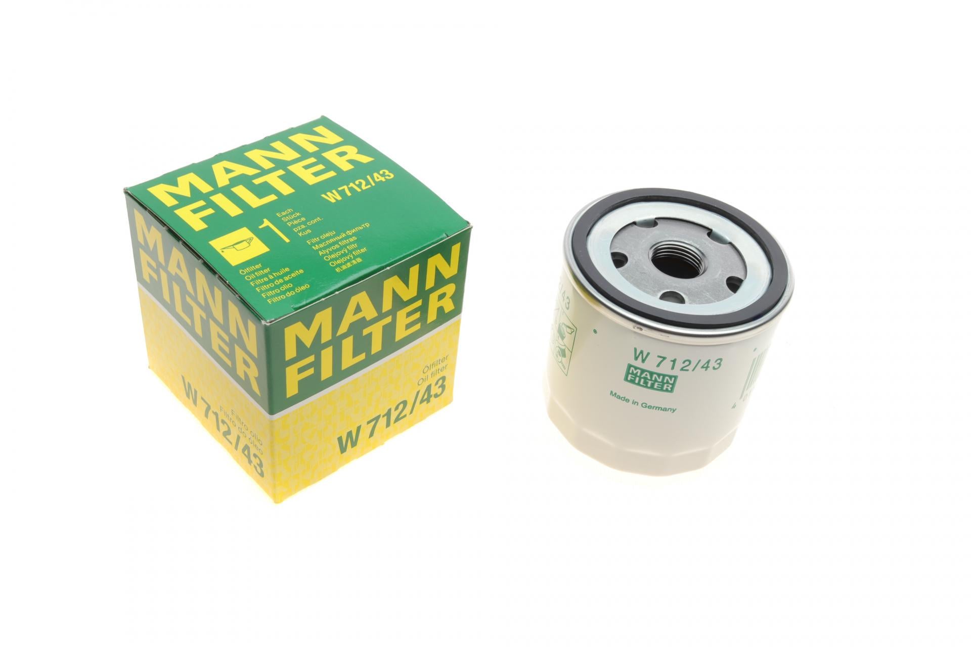 Фильтр масляный Mann-Filter для Ford Escort/Fiesta 1,0-1,6 -95/Skoda Favorit 1,3 89-97 (W 712/43)