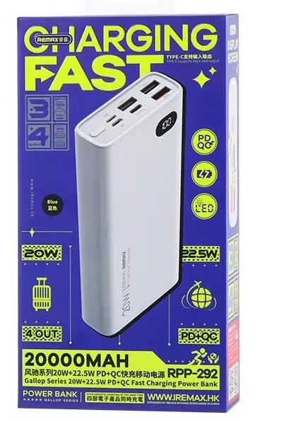 Повербанк Remax PD+QC Fast Charging RPP-292 20W+22,5W 20000 mAh