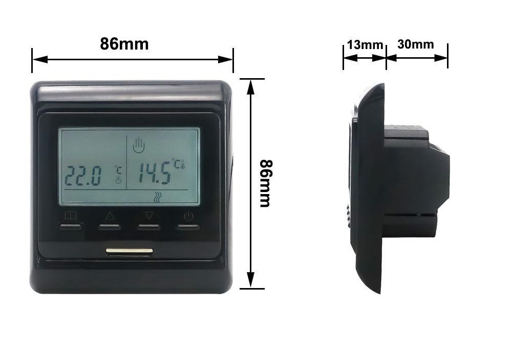 Программируемый терморегулятор E-для теплого пола с выносным датчиком температуры пола Black (11576684) - фото 5