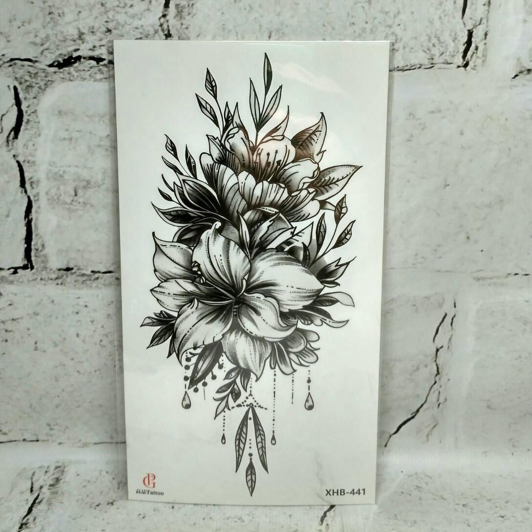 Тату временное Цветы лист 11,5x21 см (XHB-441)