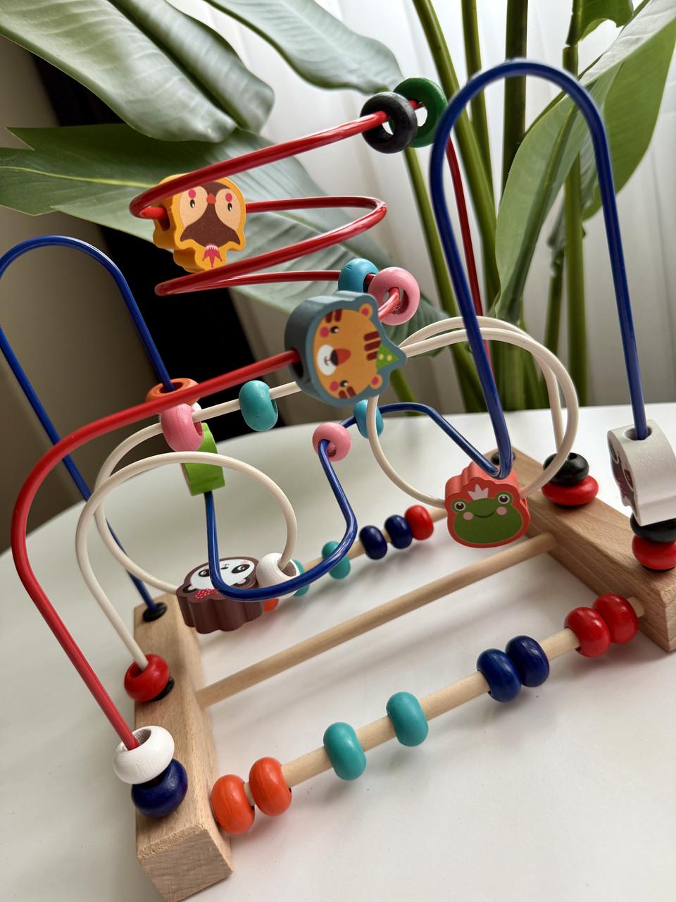 Іграшка для малюків дерев'яний лабіринт-каталка з намистинами та звірятками (47) - фото 6 Іграшка для малюків дерев'яний лабіринт-каталка з намистинами та звірятками (47) - фото 6