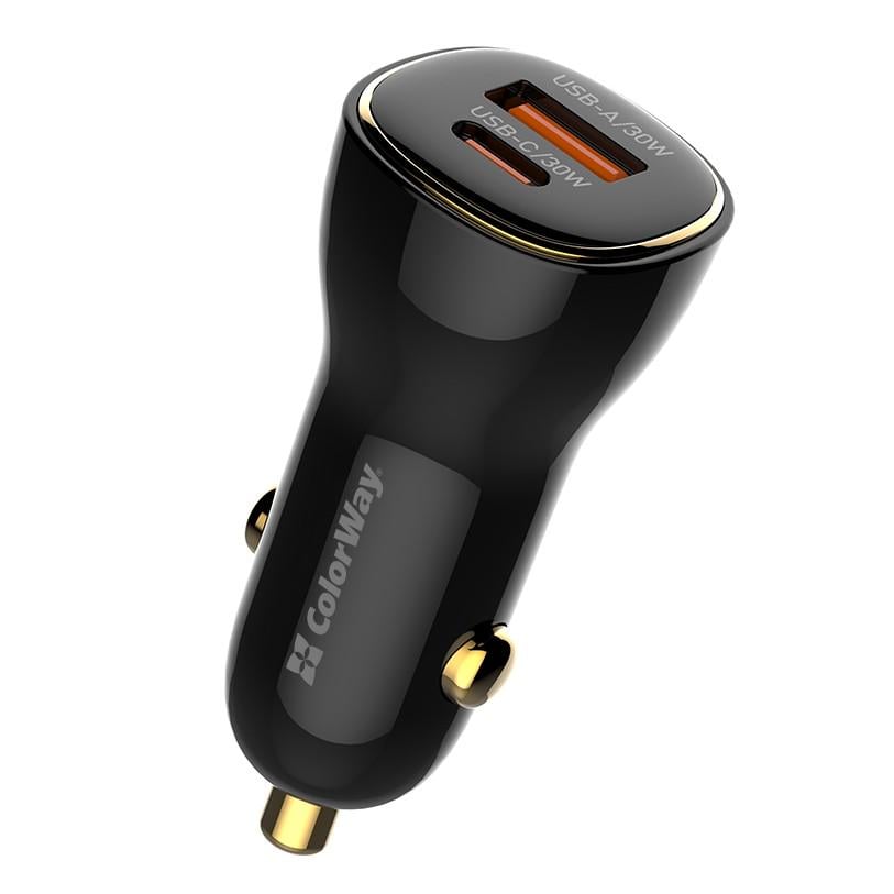 Зарядное устройство в авто ColorWay CW-CHA046PD-BK USB-C USB-A 60W PD 3.0/QC 3.0 Black (35575414) Зарядное устройство в авто ColorWay CW-CHA046PD-BK USB-C USB-A 60W PD 3.0/QC 3.0 Black (35575414)