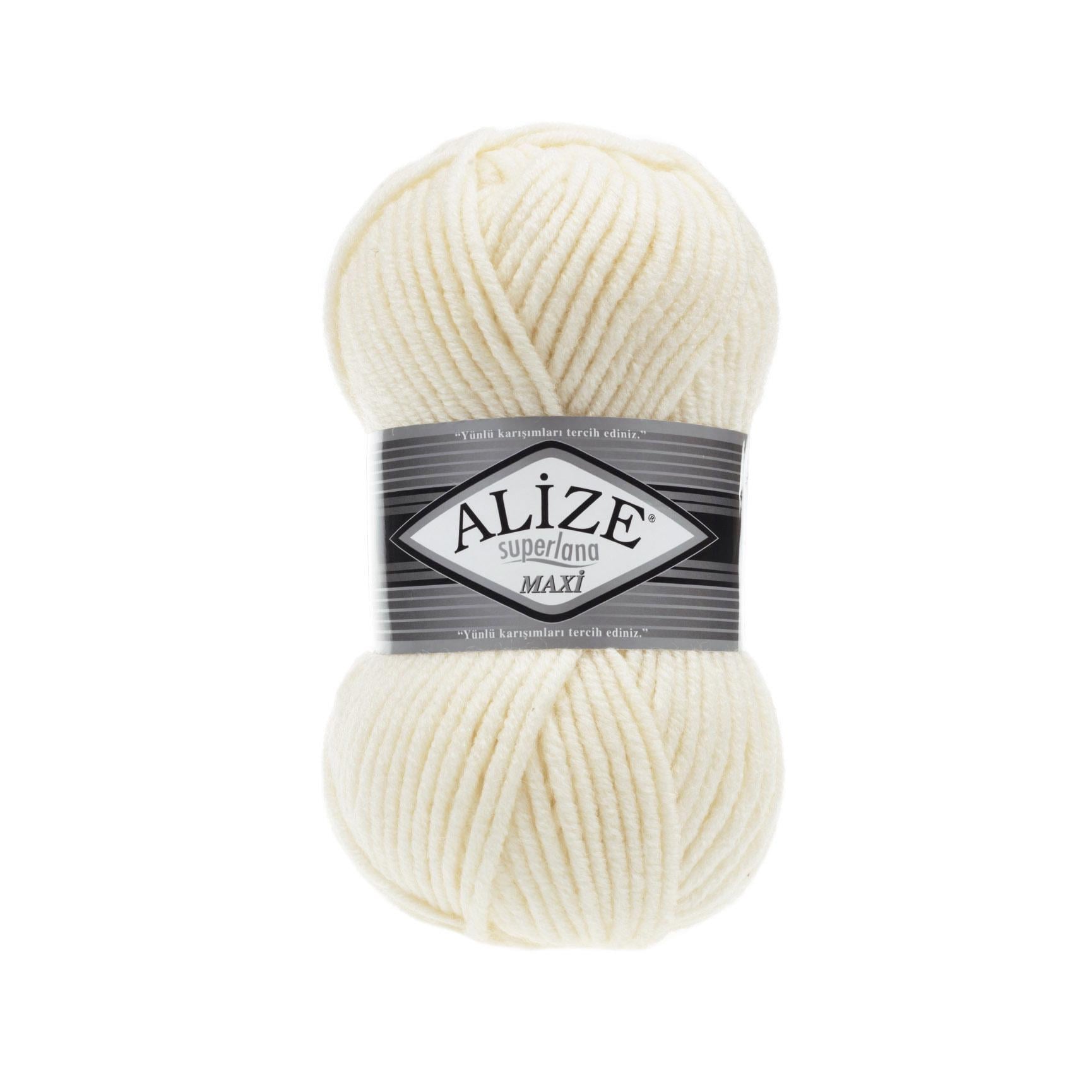 Пряжа Alize Superlana Maxi 01 Кремовый (6109)