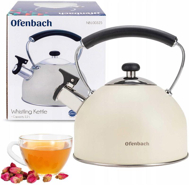 Чайник Ofenbach нержавіюча сталь зі свистком 2,2 л Бежевий матовий (NB-100325) - фото 5 Чайник Ofenbach нержавіюча сталь зі свистком 2,2 л Бежевий матовий (NB-100325) - фото 5