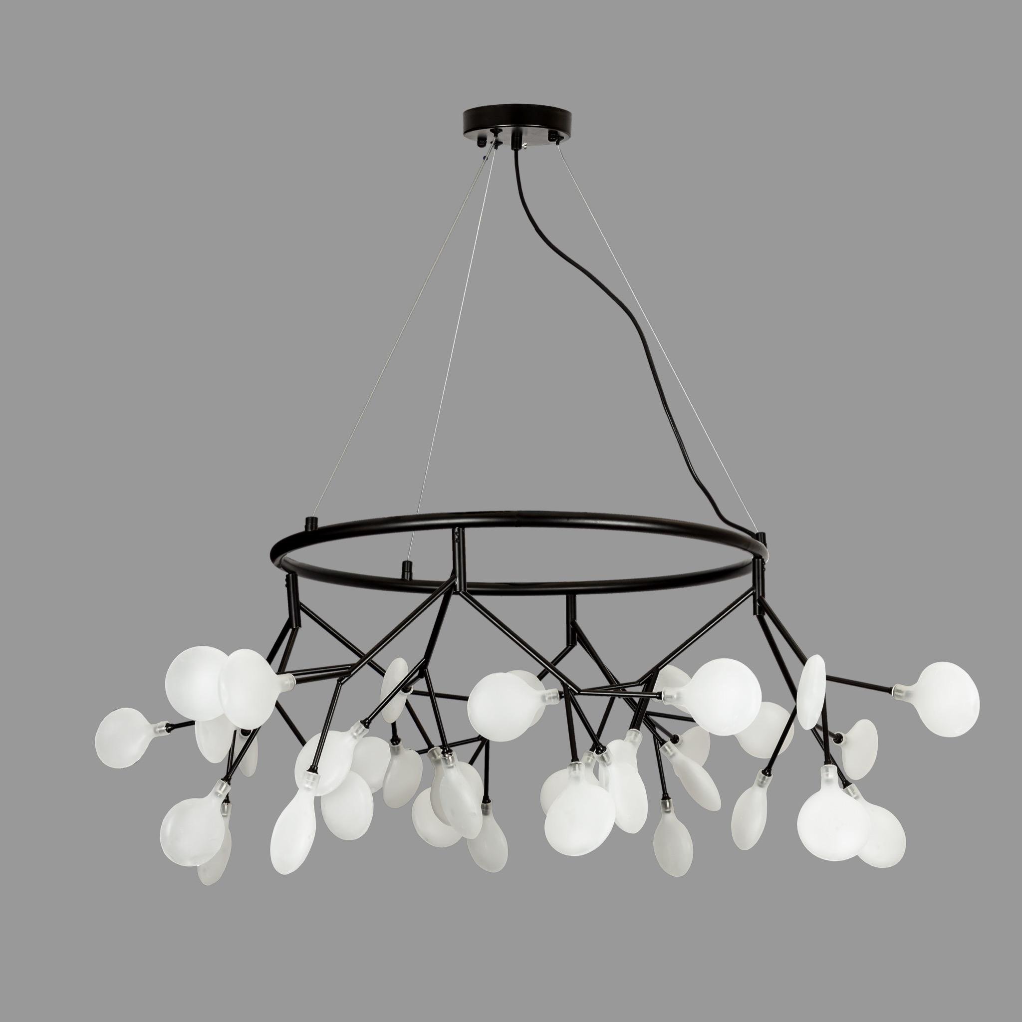 Люстра Levistella Branches круглая с белыми плафонами на 36 лампочек Черный