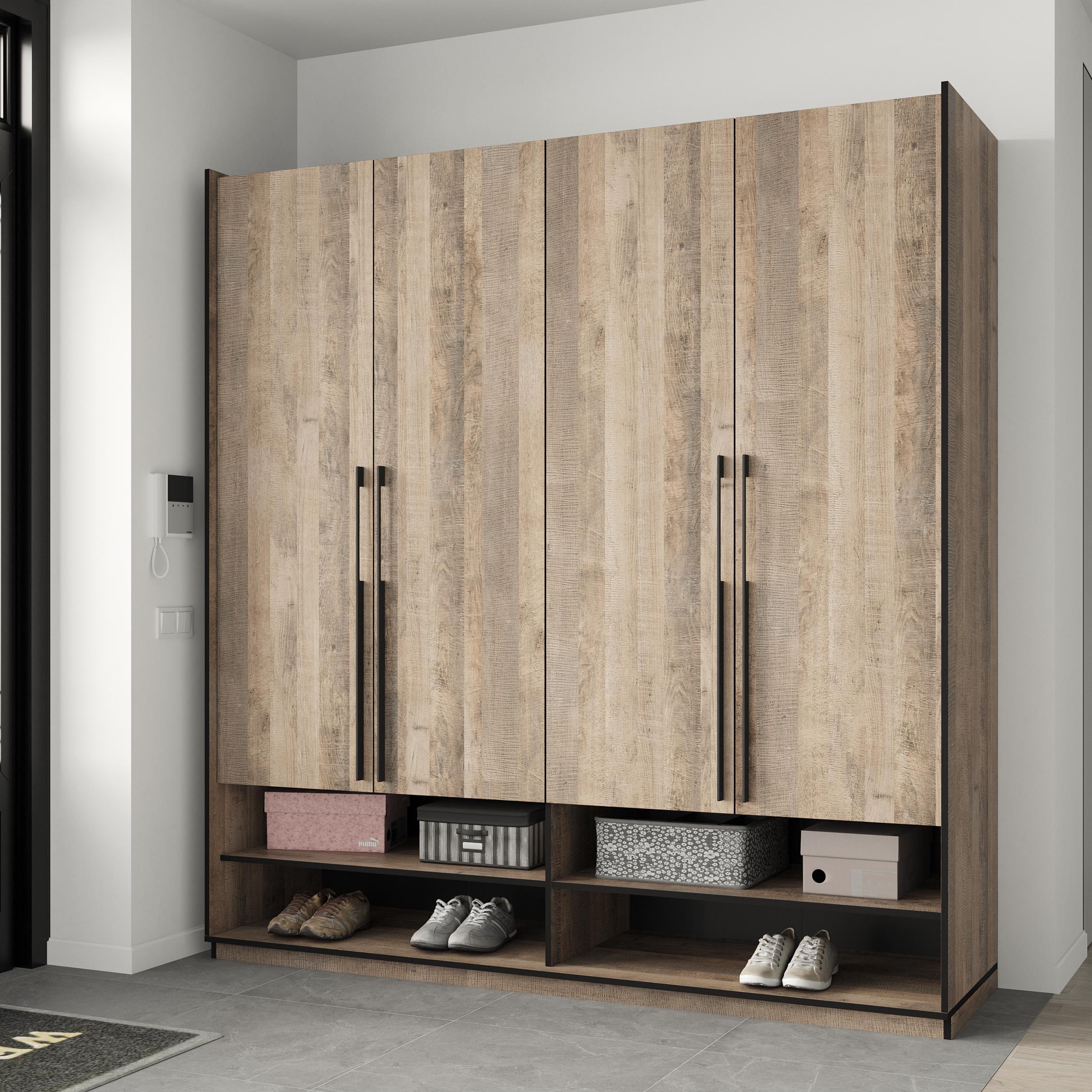 Шкаф Moreli Ramo R-0009 с полками и штангой 1968x2100x570 мм Дуб гранж песочный (23714071)