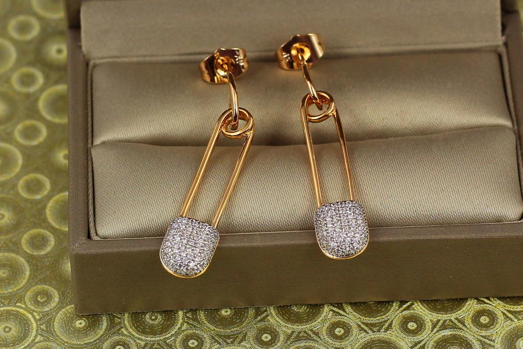 Серьги гвозди Xuping Jewelry шпилька с родием 3,5 см Золотистый (1933547899)
