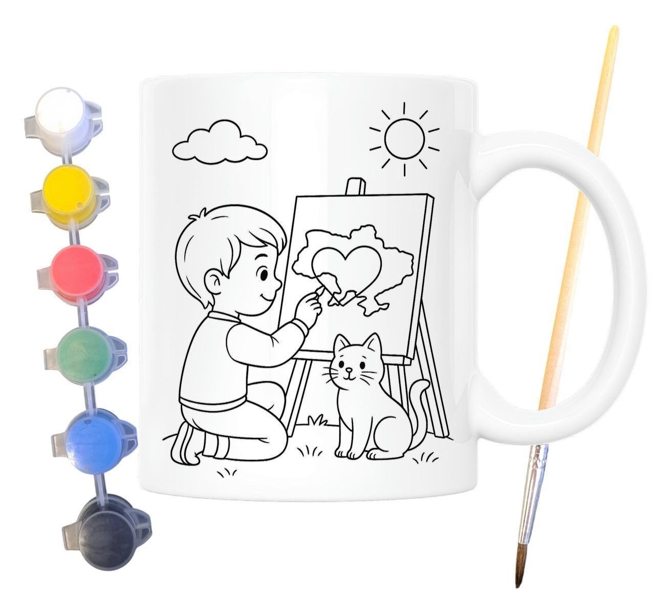 Набор для творчества кружка раскраска Я люблю Украину 330 мл Белый (КР0148)