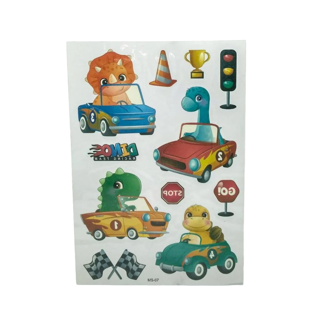 Детские тату Динозавры на машинках временные 11х16 см (MS-07)