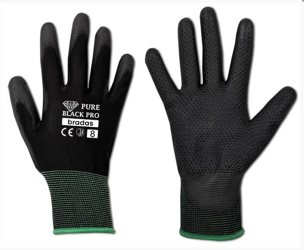 Перчатки защитные Bradas Pure Pro полиуретан р. 8 Black (28893)