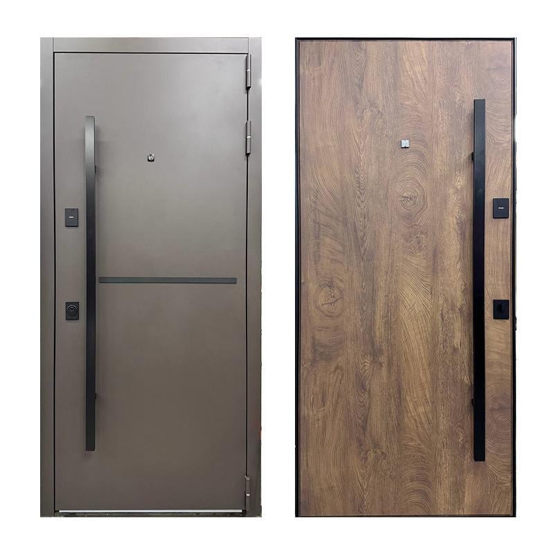 Дверь входная правая Sarmak Термолайн ДР с терморазрывом 2050х960 мм Серо-коричневый/Спил коньячный (31265980)