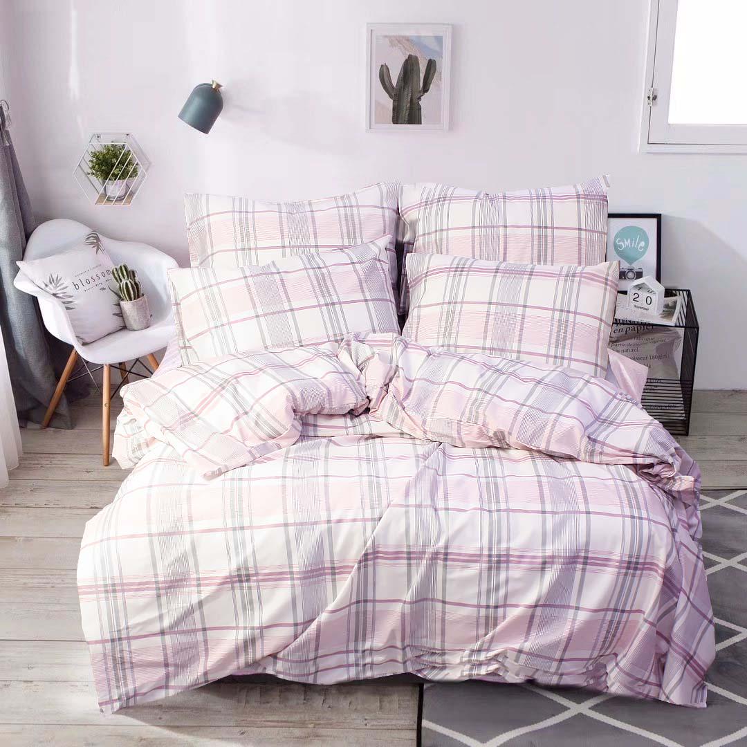 Комплект постельного белья двуспальный Еней-плюс Т0761 Розовый/Серый