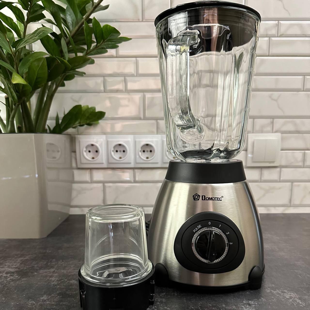 Блендер Domotec стаціонарний 2в1 скляні чаші з кавомолкою 1000 W (MS-6610) - фото 5 Блендер Domotec стаціонарний 2в1 скляні чаші з кавомолкою 1000 W (MS-6610) - фото 5