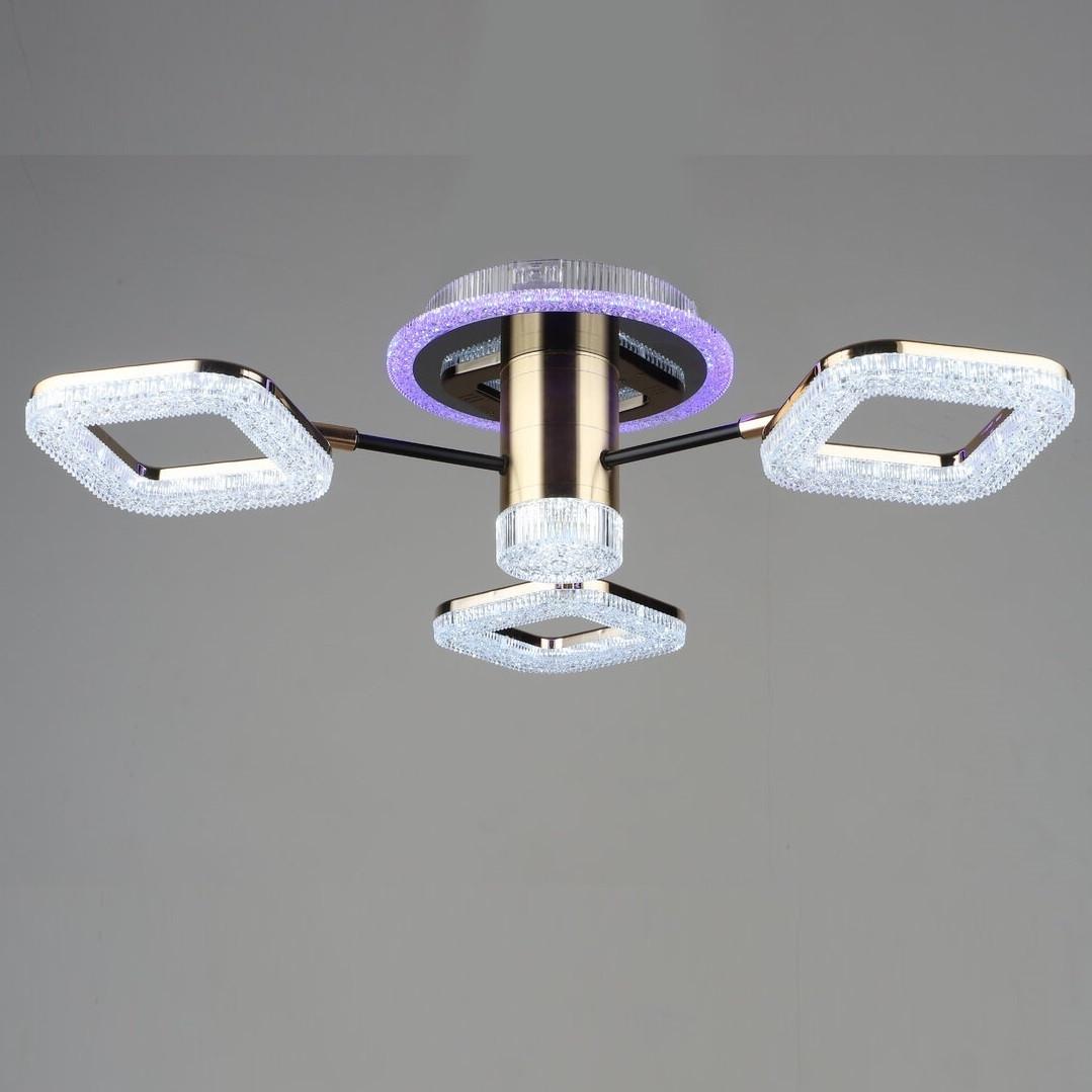 Люстра светодиодная Sirius с геометрическими плафонами 40W 3000-6500К Золотой/Черный (B YH0301/3 BK+GD)