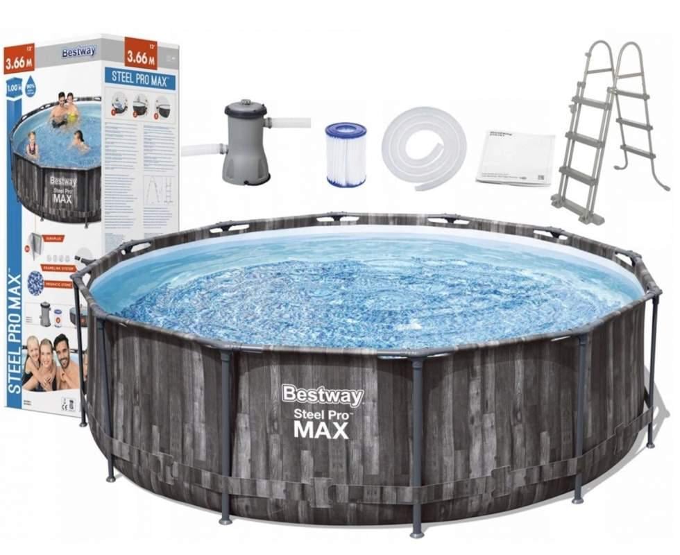 Бассейн каркасный Bestway Wood Style с картриджным фильтром и стремянкой 9150 л 14812 л (LN7-5614X) - фото 2