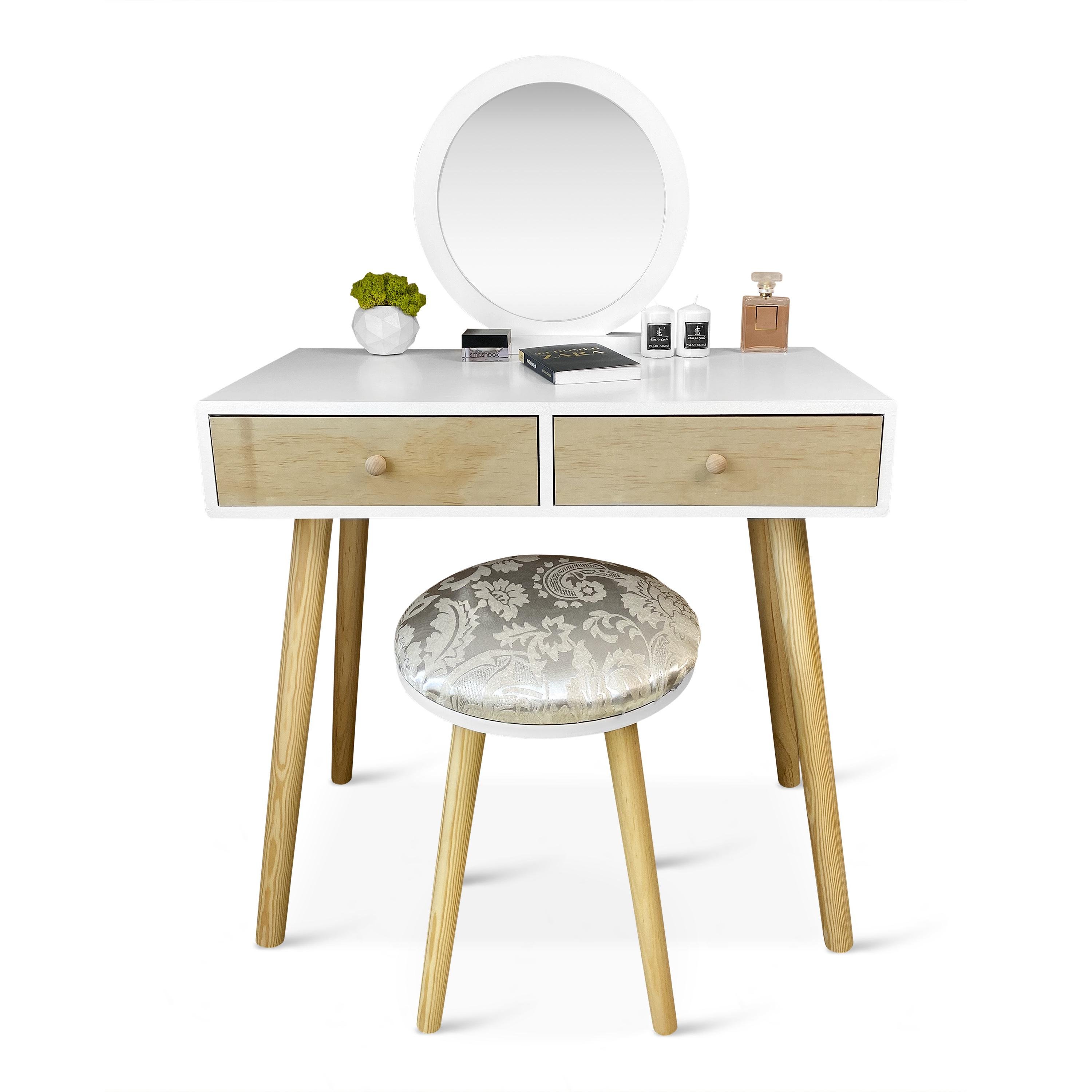 Туалетный столик с зеркалом Homart Woody та табуретом Белый (9365)