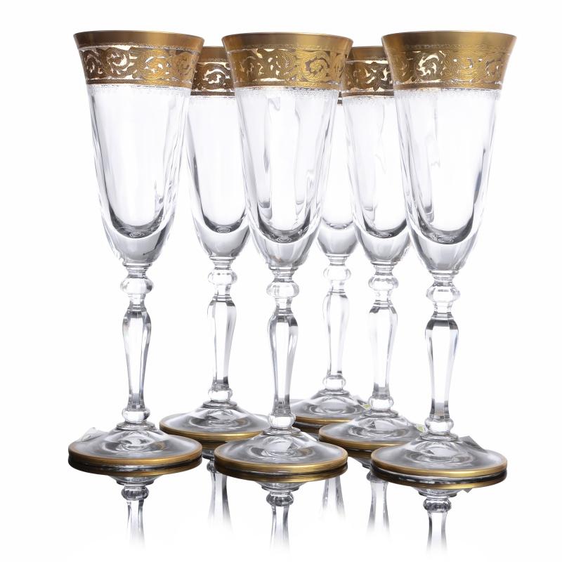 Набір келихів для шампанського Версаль 6 шт. 135 мл Gold (NGC34SETCHAMP) - фото 4 Набір келихів для шампанського Версаль 6 шт. 135 мл Gold (NGC34SETCHAMP) - фото 4