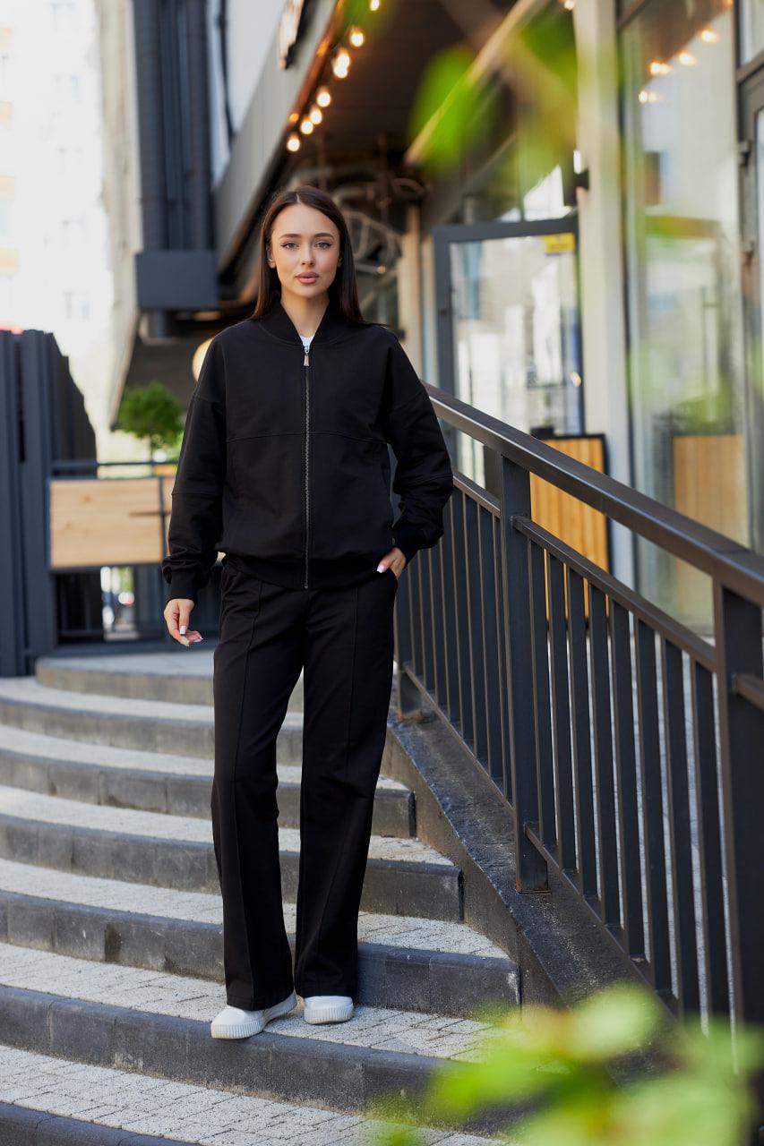 Костюм женский спортивный М154.2 на замке 2х нить M Черный (98-1-61)